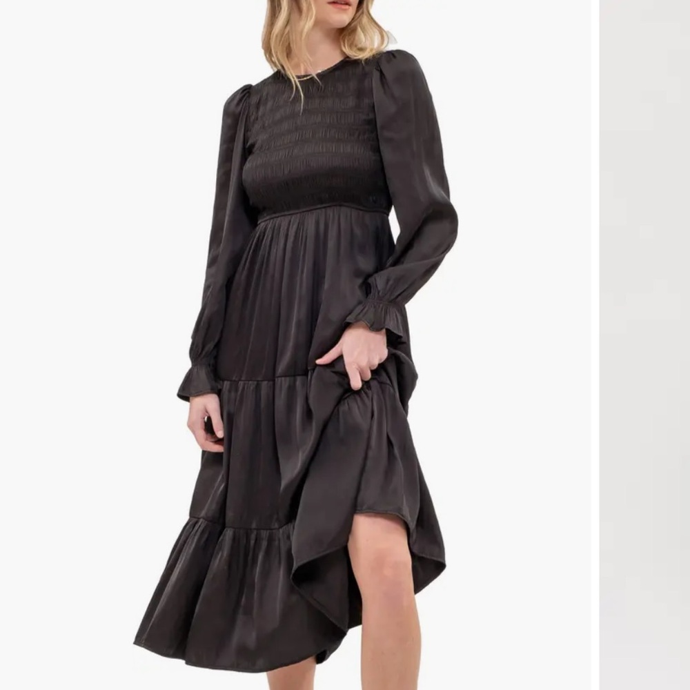 Nordstrom August sky Chic Long Sleeve Black Dress